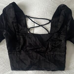 Zara Black Crisscross Back Crop Top